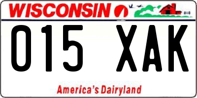 WI license plate 015XAK