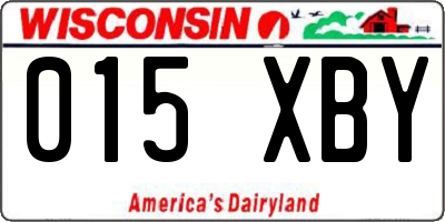 WI license plate 015XBY