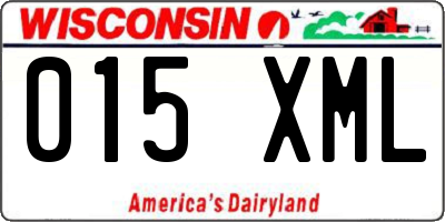 WI license plate 015XML