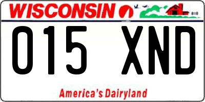 WI license plate 015XND