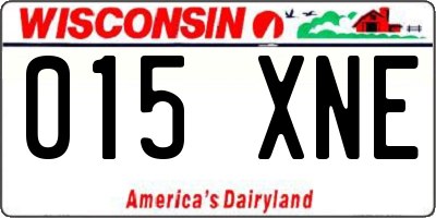WI license plate 015XNE