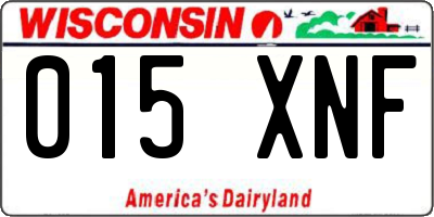 WI license plate 015XNF