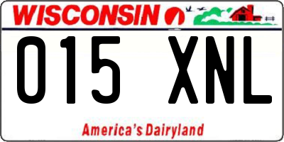 WI license plate 015XNL