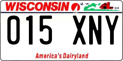 WI license plate 015XNY