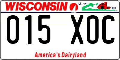 WI license plate 015XOC