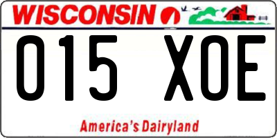 WI license plate 015XOE