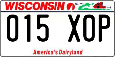 WI license plate 015XOP