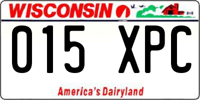 WI license plate 015XPC