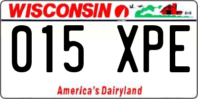 WI license plate 015XPE
