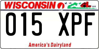 WI license plate 015XPF