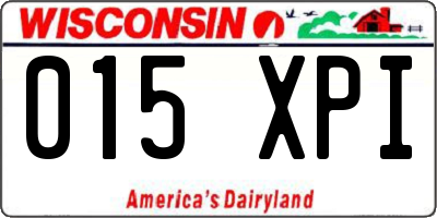 WI license plate 015XPI