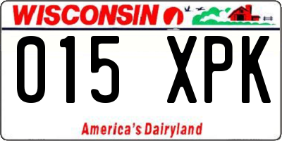 WI license plate 015XPK