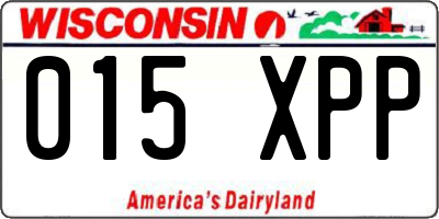 WI license plate 015XPP