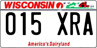 WI license plate 015XRA