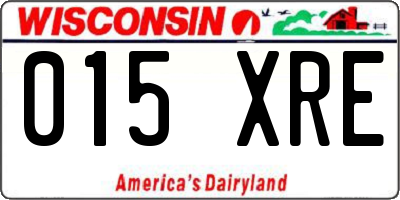 WI license plate 015XRE