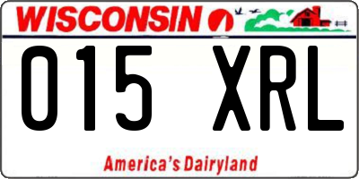 WI license plate 015XRL