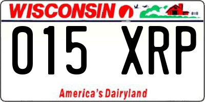 WI license plate 015XRP