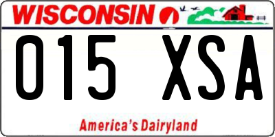 WI license plate 015XSA