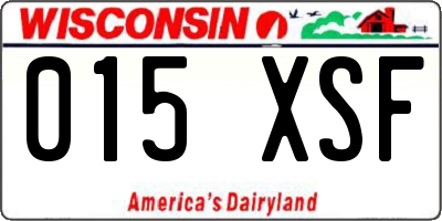 WI license plate 015XSF