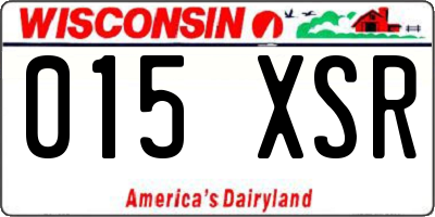 WI license plate 015XSR