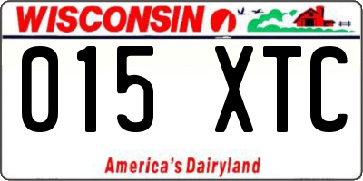 WI license plate 015XTC