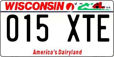 WI license plate 015XTE