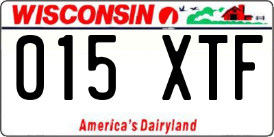 WI license plate 015XTF
