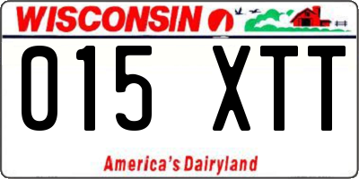 WI license plate 015XTT