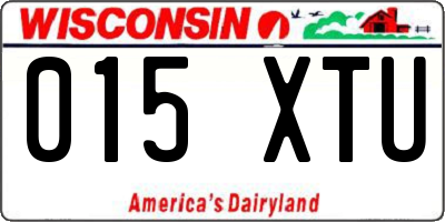 WI license plate 015XTU