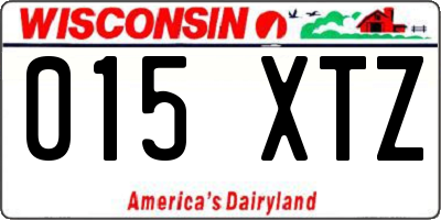 WI license plate 015XTZ