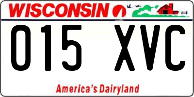 WI license plate 015XVC