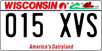 WI license plate 015XVS
