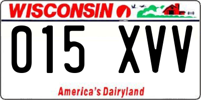 WI license plate 015XVV
