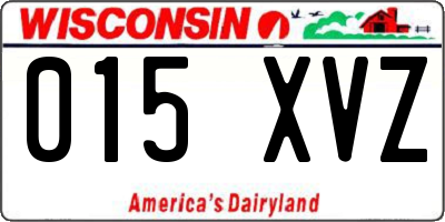 WI license plate 015XVZ