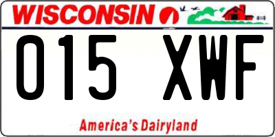 WI license plate 015XWF