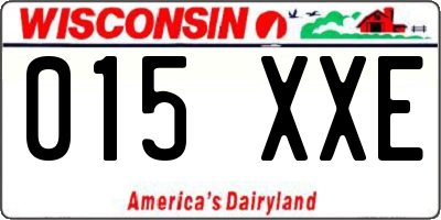 WI license plate 015XXE