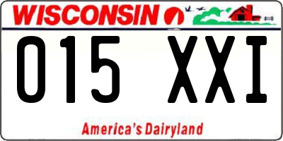 WI license plate 015XXI