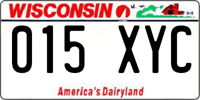 WI license plate 015XYC