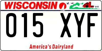 WI license plate 015XYF