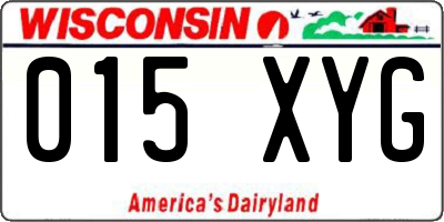WI license plate 015XYG