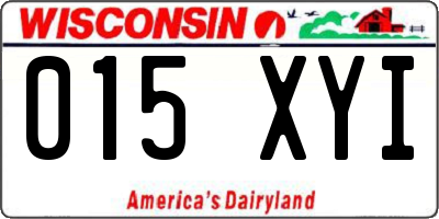 WI license plate 015XYI
