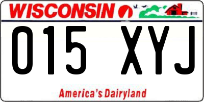 WI license plate 015XYJ