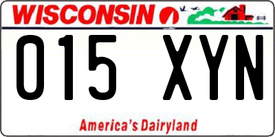 WI license plate 015XYN