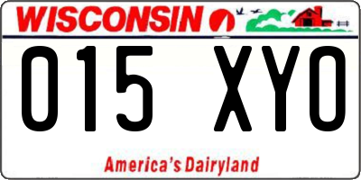 WI license plate 015XYO