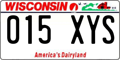 WI license plate 015XYS