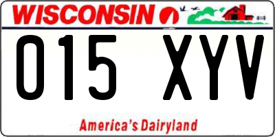 WI license plate 015XYV