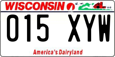WI license plate 015XYW