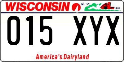 WI license plate 015XYX