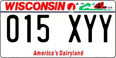 WI license plate 015XYY