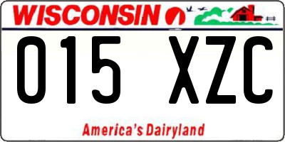 WI license plate 015XZC